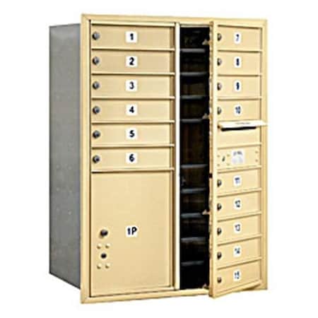 Salsbury Industries Salsbury Industries 3711D-15SFU Mailbox with 15 MB1 Doors in Sandstone - Front Loading USPS Access 3711D-15SFU